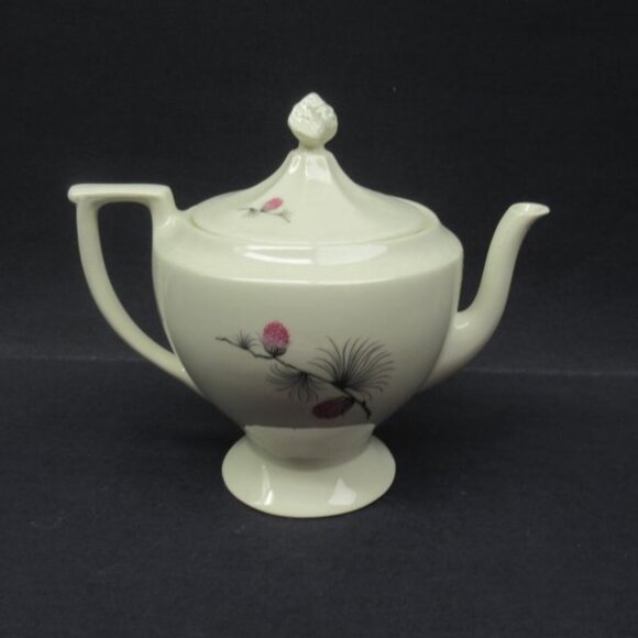 Canonsburg Pottery PINK PINE WILD CLOVER 4 Cup Teapot with Lid - Picture 2 of 5